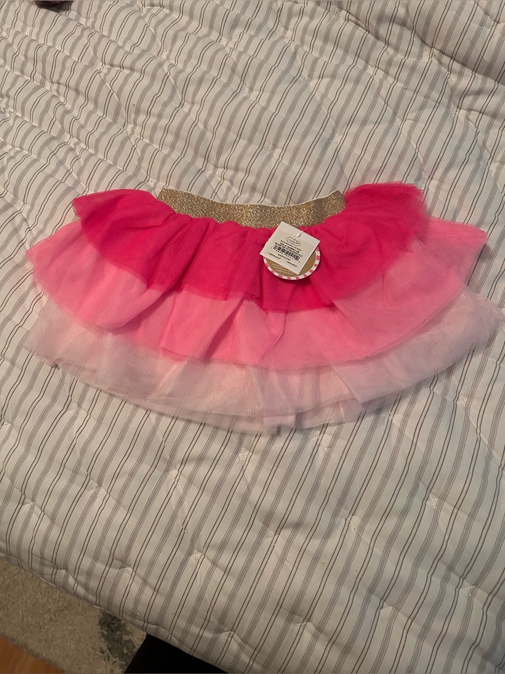 Mud Pie Pink Ombre Tutu Skirt with Gold Sparkle Waistband
